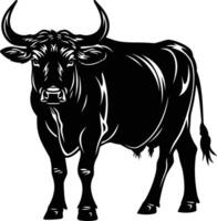 AI generated Silhouette ox black color only vector