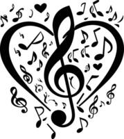 AI generated Silhouette musical notes love logo symbol black color only vector