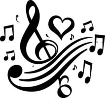 AI generated Silhouette musical notes love logo symbol black color only vector