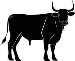 AI generated Silhouette ox black color only vector