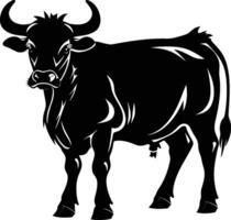 AI generated Silhouette ox black color only vector