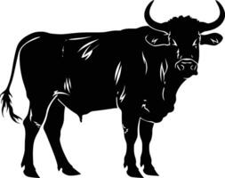 AI generated Silhouette ox black color only vector