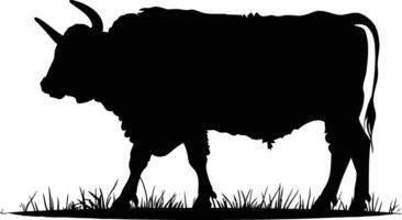 AI generated Silhouette ox black color only vector