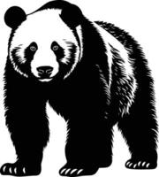 ai generado silueta panda lleno cuerpo negro color solamente vector