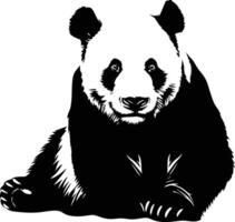 ai generado silueta panda lleno cuerpo negro color solamente vector