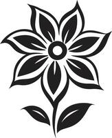 Artistic Petal Impression Monochrome Style Botanical Elegance Iconic Flower Emblem vector