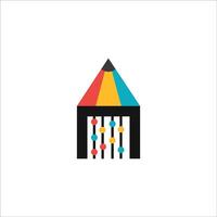 Pencil house logo design. Easy to change colors. vector