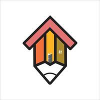 Pencil house logo design. Easy to change colors. vector