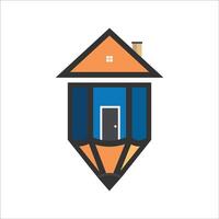 Pencil house logo design. Easy to change colors. vector