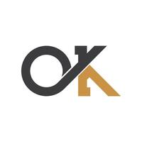 Initial letter ko logo or ok logo vector design template