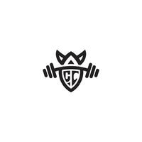 CC line fitness initial concept with high quality logo design vector