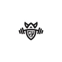 CW line fitness initial concept with high quality logo design vector