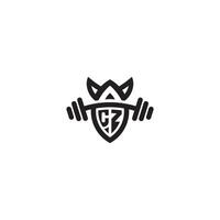CZ line fitness initial concept with high quality logo design vector