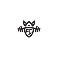 FC line fitness initial concept with high quality logo design vector