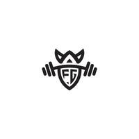 FG line fitness initial concept with high quality logo design vector