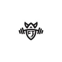 FI line fitness initial concept with high quality logo design vector