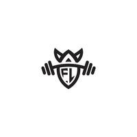 FL line fitness initial concept with high quality logo design vector