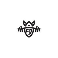 FO line fitness initial concept with high quality logo design vector