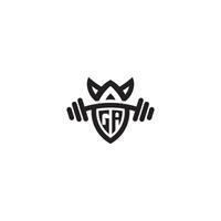 GA line fitness initial concept with high quality logo design vector