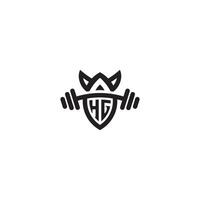 HG line fitness initial concept with high quality logo design vector