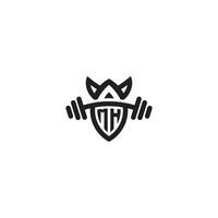MH line fitness initial concept with high quality logo design vector