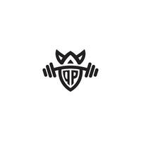 QP line fitness initial concept with high quality logo design vector