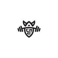 SM line fitness initial concept with high quality logo design vector