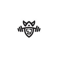 SJ line fitness initial concept with high quality logo design vector