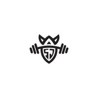 SJ line fitness initial concept with high quality logo design vector