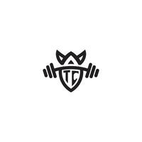 TC line fitness initial concept with high quality logo design vector
