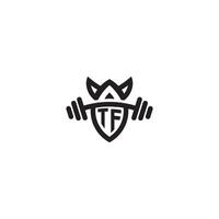 TF line fitness initial concept with high quality logo design vector