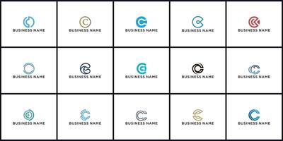 Set of creative letter C logo design template. icons for business of technology, digital, simple. vector