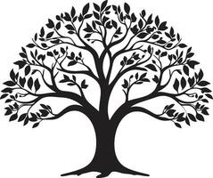 Ethereal Tree Vector Monochrome Emblem Graceful Arboreal Mark Iconic Detail