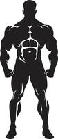 Monolith Muscles Full Body Vector Logo Creation Blackened Bulk Bodybuilders Iconic Vector Design