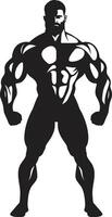 Chiseled Silhouette Full Body Black Vector for Bodybuilding Icons Obsidian Bulk Full Body Black Vector Logo for Muscle Warriors