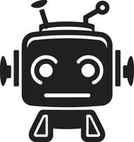 pequeño bot, grande personalidad minúsculo ai Insignia minúsculo cibernético conversaciones linda larva del moscardón icono vector