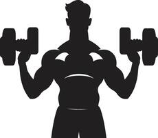 Strength Shape Man with Dumbbell Vector Fitness Fusion Dumbbell Man Emblem