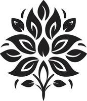 Graceful Flower Detail Black Symbol Mark Minimalistic Bloom Icon Emblematic Detailing vector