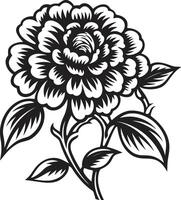Monochrome Bloom Elegance Iconic Symbol Singular Petal Icon Black Emblem vector