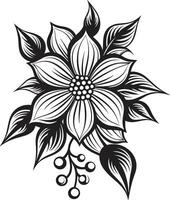 Graceful Flower Vector Black Signature Minimalistic Bloom Symbol Iconic Design