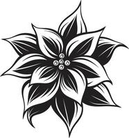 Monochrome Bloom Elegance Iconic Symbol Singular Petal Icon Black Emblem vector