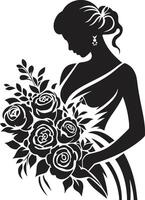 Elegant Bride Essence Black Vector Icon Matrimonial Elegance Monochrome Emblem