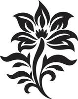 singular pétalo silueta negro emblema artístico floral impresión vector monótono