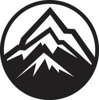 Peak Panorama Mountain Emblem Design Alpine Majesty Mountain Logo Icon vector