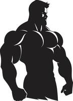 Blackout Bulk Bodybuilders Iconic Vector Emblem Graphite Gladiator Full Body Black Vector Art