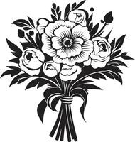 Chic Floral Unity Black Bridal Vector Petal Radiance Bridal Box Emblem
