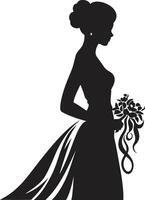 sofisticado novia diseño negro emblema elegante nupcial esencia negro vector icono