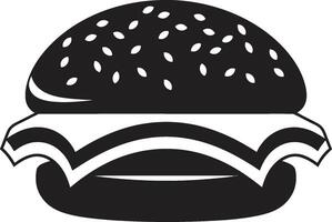 Iconic Burger Design Black Emblem Sizzling Flavor Burger Vector