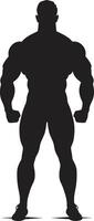 Vectorized Vigor Bodybuilders Black Logo Icon Shadowed Strength Full Body Vector Design