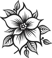 Elegant Floral Vector Monochrome Emblem Sleek Bloom Emblem Iconic Monotone